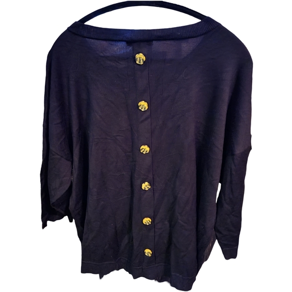 027 CABLE & GAUGE 3XL WOMEN'S BLACK SWEATER WITH BACK BUTTONS - Picture 2 of 2